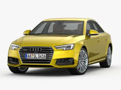 Audi A4 S-Line 2016 detailed interior 3D model
