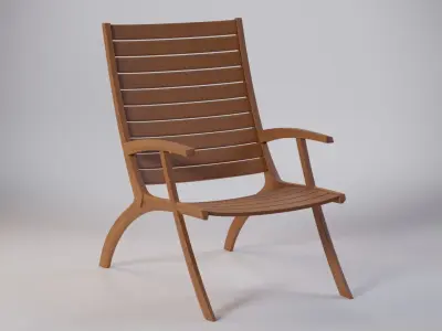 Classic wooden lounge chair 63x94x100 Low-poly 3D model