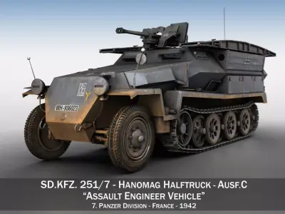 SD KFZ 251 7-  Ausf C - Assault Engineer Vehicle - 7PD 3D model