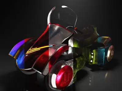 Cyberpunk quadbike with 5 color variations - original concept Low-poly 3D model