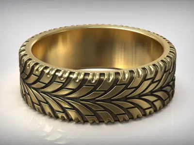 Tire Tread Auto Dirt Ring Wedding Band 3D print model