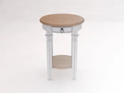 SIDE TABLE---Double round support with a drawer 3D model