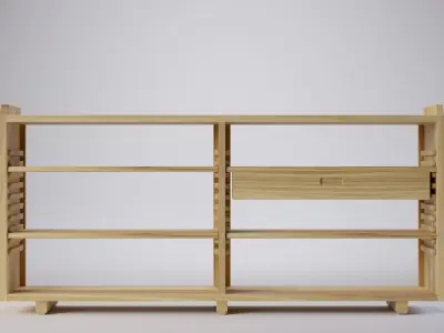 Ventura notched bookshelf 160x36x76 Low-poly 3D model