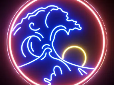 Sun Wave Neon Sign 3D model