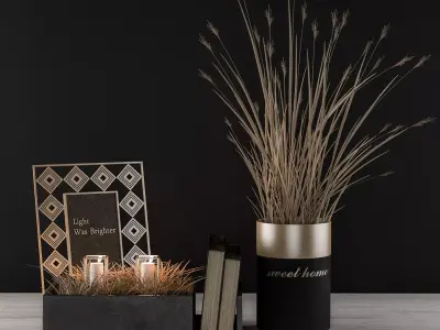 Decorative Black and Gold with Wheat 3D model