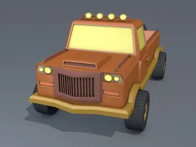 Low Poly Cartoon Safari Truck 3D Low-poly 3D model