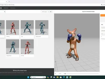 Boxing Kangaroo Animal Animated Low-poly 3D model