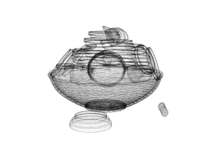 Chinese Gold Coin and Ingot with Bowl 3D model