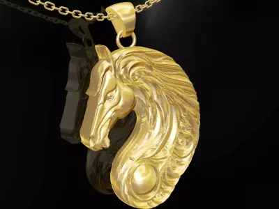 Head Horse Pendant Jewelry Gold 3D print model