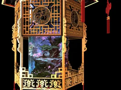 Chinese palace lantern 3D model 8
