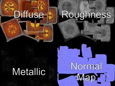 Ornate Glowing Cube Model Pack Low-poly 3D model