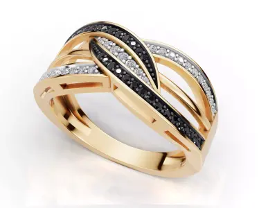 AV 725 Diamond Swirl Crossover Ring for Women 3D print model