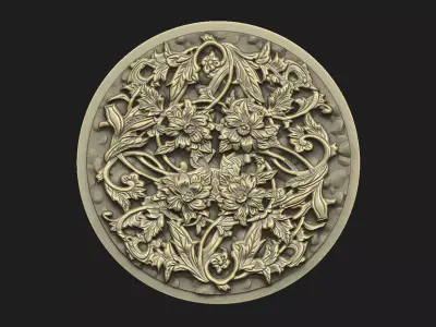 ivy decor floral ornate cnc  laser leave motif home wall  relief 3D print model