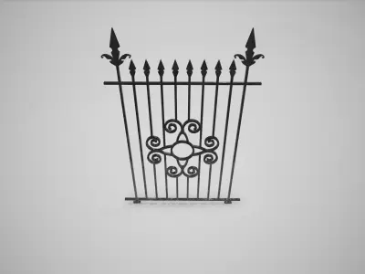 Ornate Wrought Iron Fence Design 1 3D model