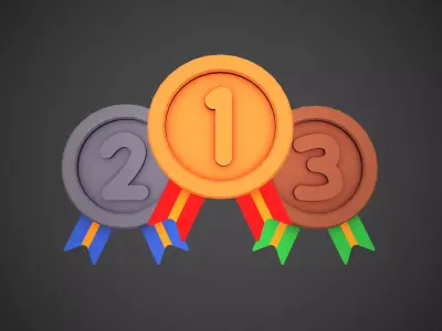 Medals Cartoon Gold Silver Bronze Low-poly 3D model