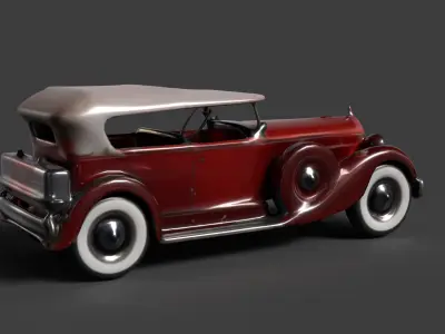 Red vintage car   Low-poly 3D model purchase