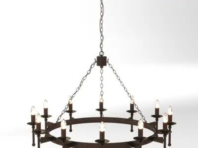 Wrought Iron Castle Chandelier 3D model