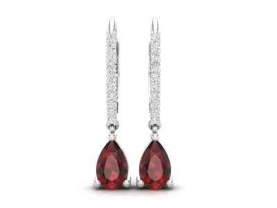 AV 553 Pear and Round Cut Diamond Ladies Dangling Drop Earrings 3D print model