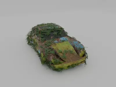 Damaged Rusty Car Low-poly 3D model