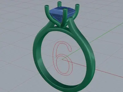 Solitaire Engagement Ring   02 3D print model