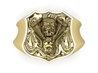 Biker Skull Ring 3D print model