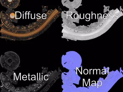 Ornate Brass Medallion model pack Low-poly 3D model