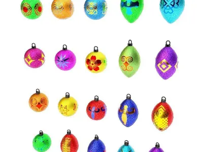 Christmas tree ball 3d model set2 Low-poly 3D model