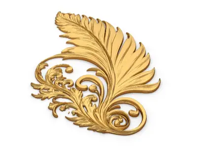 feather decor set wall  panel  10  3D model