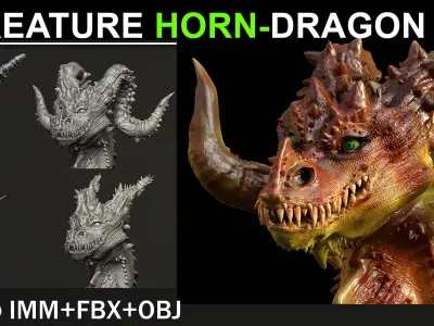Collection Creature Horns - Dragon Horn - Vol 02 Low-poly 3D model