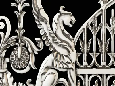 Wrought Iron Fence with Griffins 3D model