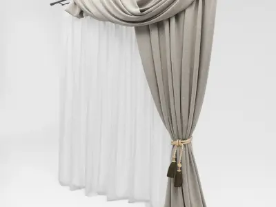 Curtains curtain with tassels 3D model