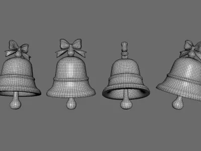 Christmas Bells Realistic Holiday Decoration Asset 001 Low-poly 3D model