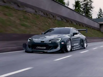 Realistic Car Road Scene 3D Blender File Textured 3D model