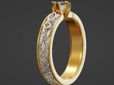 organic leaf texture ring bytone  3D print model