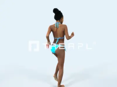 May 05K Running Jogging Beach Sport African American Woman Low-poly 3D model