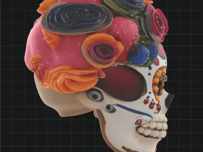 Day of the Dead Sugar Skull Floral Calavera Head  3D model