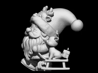 Cozy Santa and Reindeer Delivering Gifts 3D print model