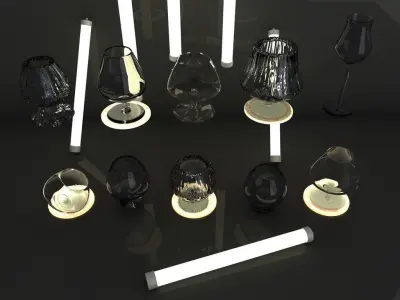 COGNAC BRANDY glassware black party set luxury interior 3D model