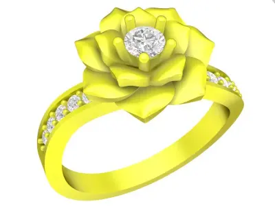 A4632 Diamond Flower Ring 3D Model 3D print model