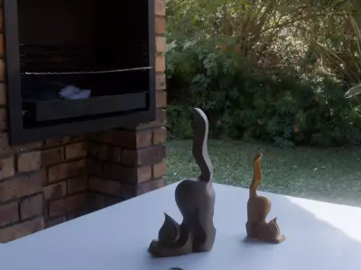 Modern Art Deco Cat Figurine with Elevated Tail 3D print model