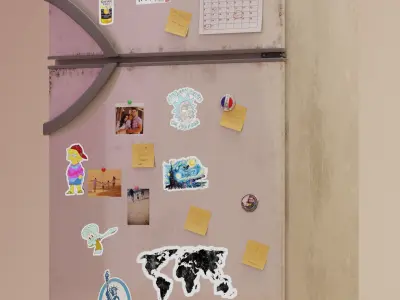 realistic fridge spongebob squarepants sticker 3D model