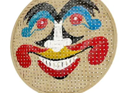 Hand Painted Traditional Basketware Face Bowls Hanoi Vietnam 3D model