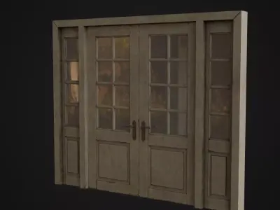 Old Dirty Wooden Door 06 Low-poly 3D model