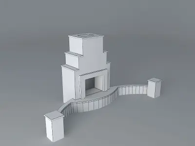 Fireplace with seat wall Free 3D model