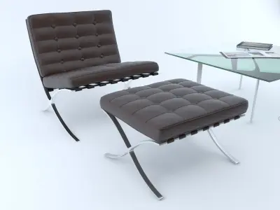 Barcelona Chair Set 3D model