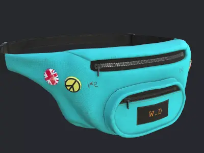 PBR Fanny Pack - Fanny Bag - 3 color  Low-poly 3D model