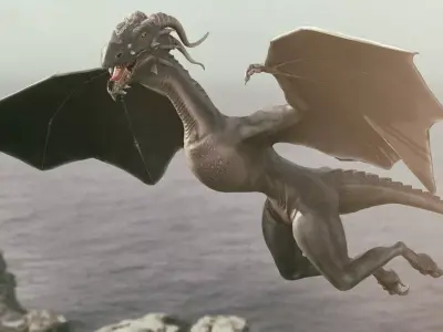 Dragon-2309 bat with wings Low-poly 3D model