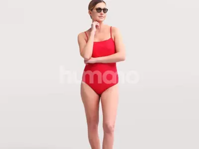  Humano Beautiful Woman in swimsuit sitting pool-2511-032-7312 3D model