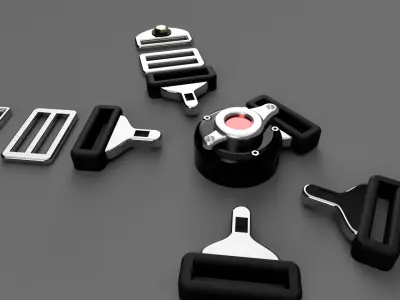 Racing Seat Belt with 5 Point Harness 3D print model