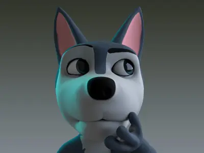 Stylized Young Wolf Rigged Low-poly 3D model